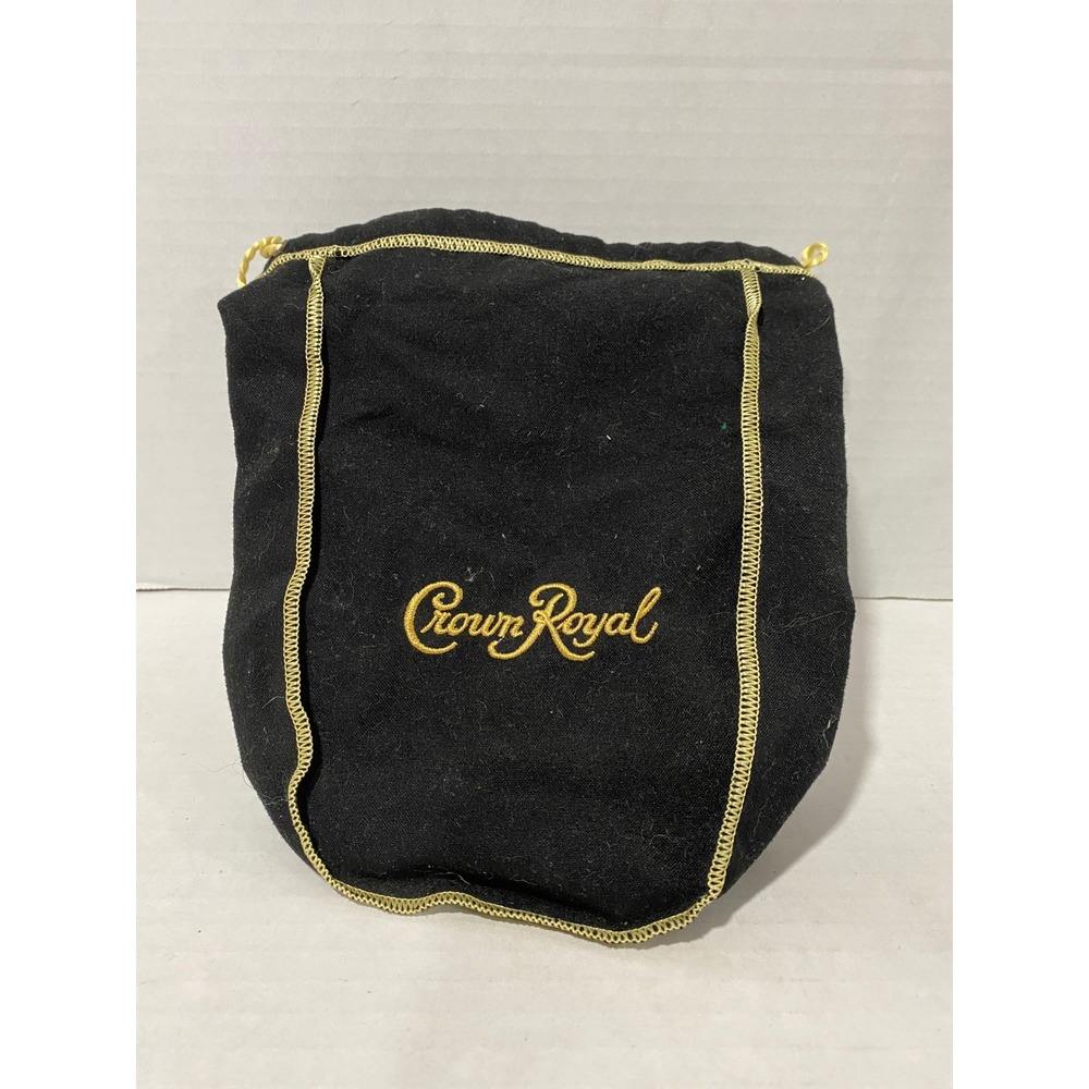 Crown Royal Drawstring Bag Black Gold Embroidery Felt Pouch